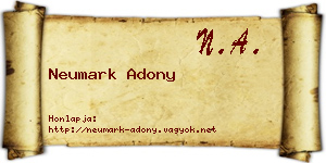 Neumark Adony névjegykártya